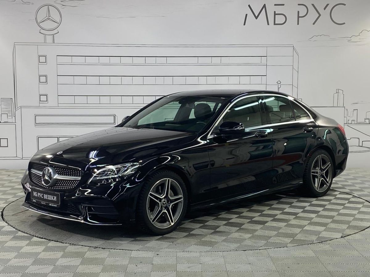 Автомобиль Mercedes-Benz C-Класс IV (W205/S205/C205) [рестайлинг] 180 1.5 AT (150 л.с.) Sport Чёрный 2019 с пробегом 71 243 км