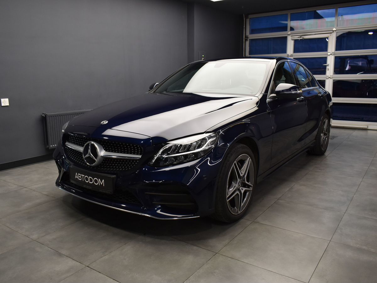 Mercedes-Benz C-Класс IV (W205/S205/C205) [рестайлинг] 180 1.5 AT (150 л.с.) Premium Синий 2019 с пробегом 68 000 км
