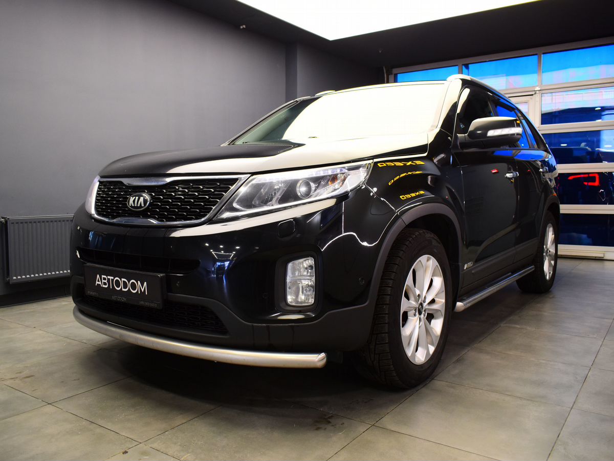 Автомобиль Kia Sorento II [рестайлинг] 2.4 AT 4WD (175 л.с.) Prestige Чёрный 2016 с пробегом 163 339 км