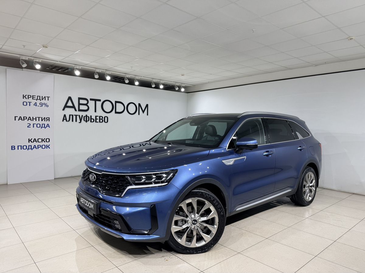 Автомобиль Kia Sorento IV поколение 2.2d AMT 4WD (199 л.с.) Premium+ (2020-2021) Синий 2020 с пробегом 57 177 км