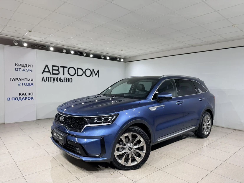 Автомобиль Kia Sorento IV поколение 2.2d AMT 4WD (199 л.с.) Premium+ (2020-2021) Синий 2020 с пробегом 57 177 км