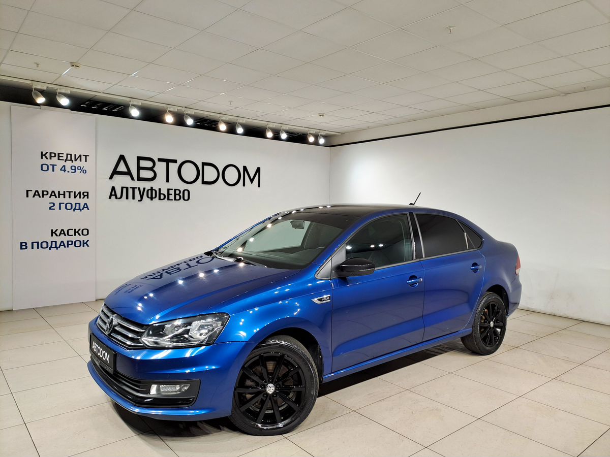 Автомобиль Volkswagen Polo V [рестайлинг] 1.6 AT (110 л.с.) Drive Синий 2018 с пробегом 77 000 км