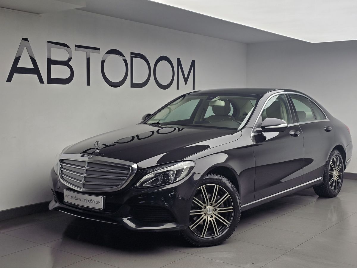 Автомобиль Mercedes-Benz C-Класс IV поколение (W205/S205/C205) 180 1.6 7AT (150 л.с.) Base Чёрный 2015 с пробегом 148 515 км