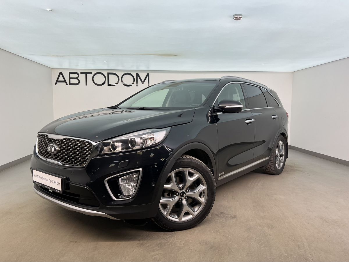 Автомобиль Kia Sorento III [рестайлинг] 2.2d AT 4WD (200 л.с.) Prestige+ Чёрный 2017 с пробегом 152 520 км