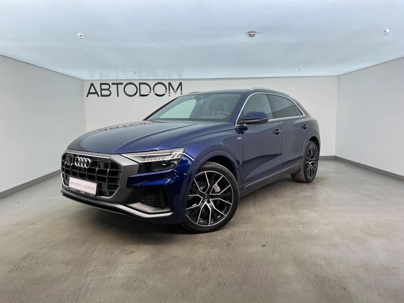 Автомобиль Audi Q8 I поколение (4M) 3.0 AT 4WD (340 л.с.) Sport Синий 2019 с пробегом 63 050 км