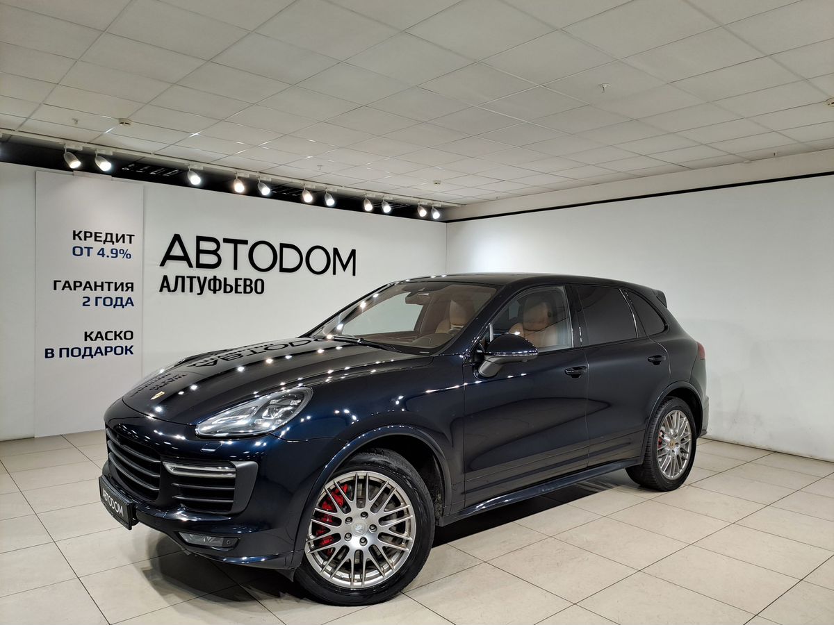 Автомобиль Porsche Cayenne II (958) [рестайлинг] Turbo 4.8 AT 4WD (520 л.с.) Turbo Синий 2015 с пробегом 174 532 км