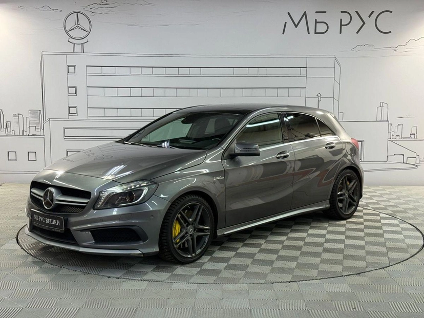 Автомобиль Mercedes-Benz A-Класс AMG I поколение (W176) 45 AMG 2.0 AMT 4Matic (360 л.с.) Особая серия Серый 2013 с пробегом 112 569 км