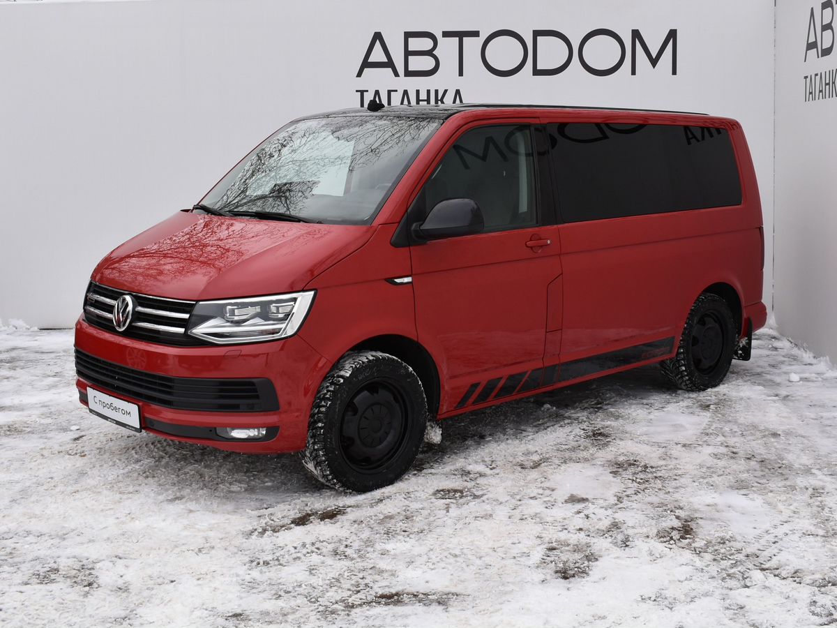 Автомобиль Volkswagen Caravelle IV поколение (T6) 2.0d AMT 4WD (150 л.с.) Edition Красный 2019 с пробегом 119 033 км