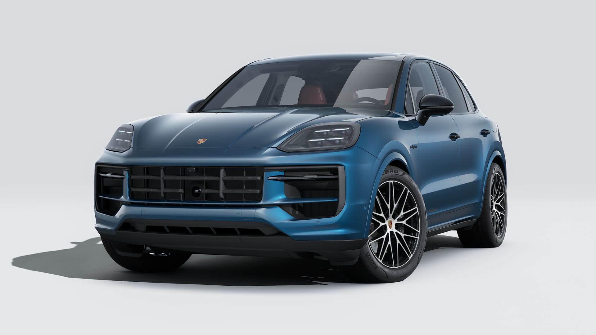 Автомобиль Porsche Cayenne III [рестайлинг] 3.0hyb AT 4WD (470 л.с.) Black Edition Синий 2025 